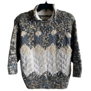 S3 80s VTG Lauren Hansen Knitted By Hand Chunky Knit Wool Blend Sweater Size M